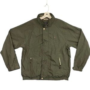Tommy Hilfiger bomber Jacket Men’s Water Resistant Windbreaker Large Olive Green